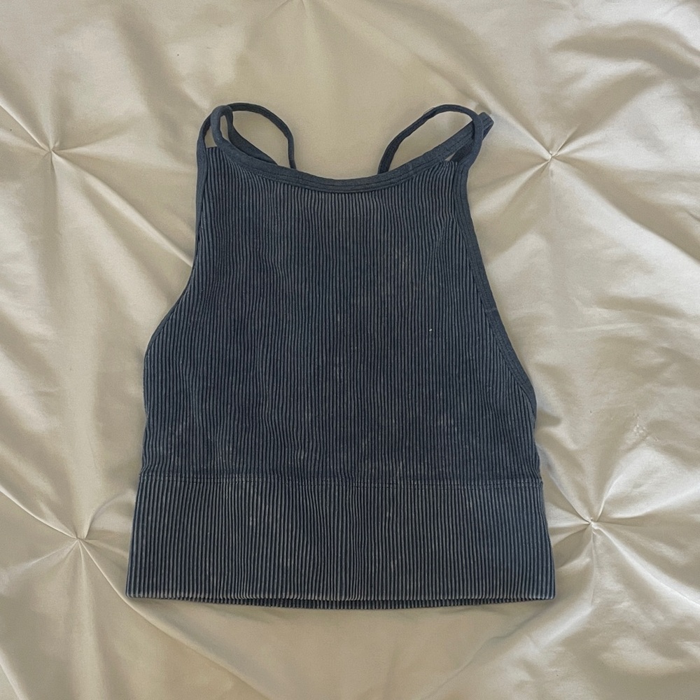 Gilly Hicks Ribbed Blue Tank/Sports Bra